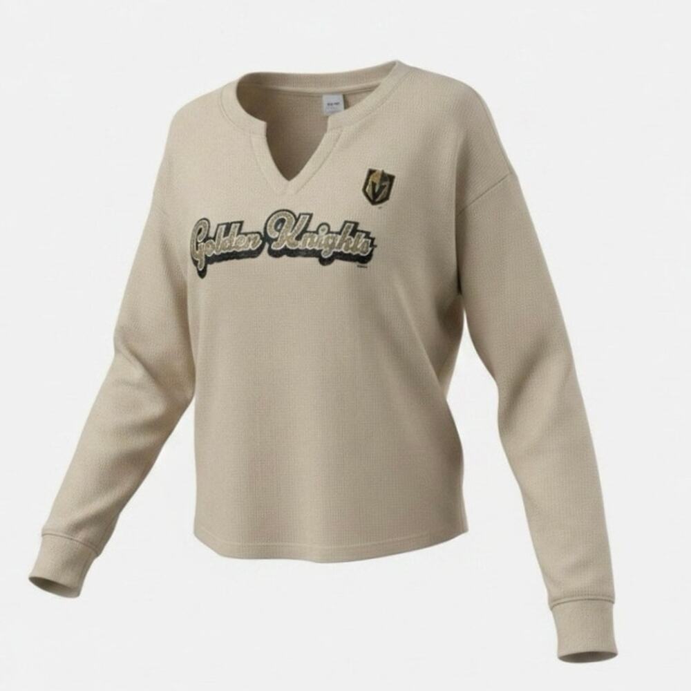Fanatics NHL Vegas Golden Knights Split Neck Thermal Waffle Long Sleeve Top XL